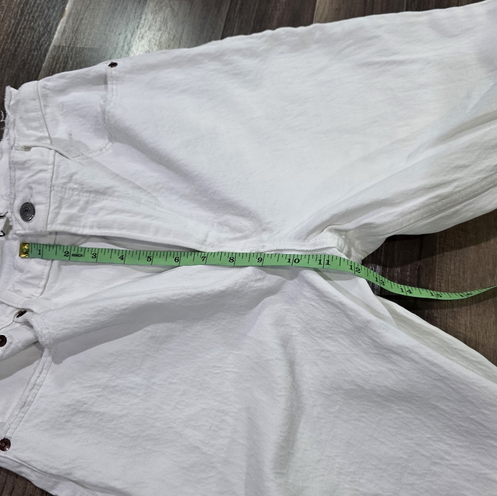 Abercrombie & Fitch The 90s Straight Ultra High Rise Curve Love White Denim Jean - Picture 10 of 12